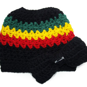 Rasta Messy Bun Hat w/Clip-On Bow - MADE TO ORDER
